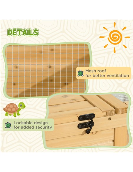 PawHut Tortoise House, Small Reptile Wooden House, with Mesh Roofs, Side Panels, for Turtles, Lizards, Geckos and Snakes - pic 176537 | FastDaddyshop