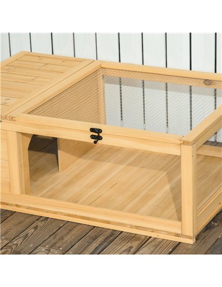 PawHut Tortoise House, Small Reptile Wooden House, with Mesh Roofs, Side Panels, for Turtles, Lizards, Geckos and Snakes - pic 176539 | FastDaddyshop