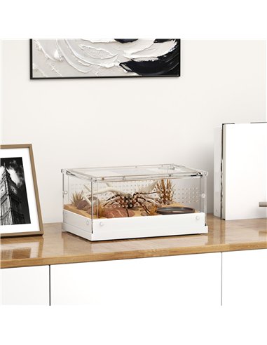PawHut Acrylic Reptile Terrarium with Top Sliding Door, Vents,  for Snake, Frog, Spider, Gecko, Tarantula, 30 x 20 x 15 cm