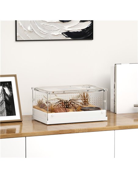 PawHut Acrylic Reptile Terrarium with Top Sliding Door, Vents,  for Snake, Frog, Spider, Gecko, Tarantula, 30 x 20 x 15 cm - pic 176578 | FastDaddyshop