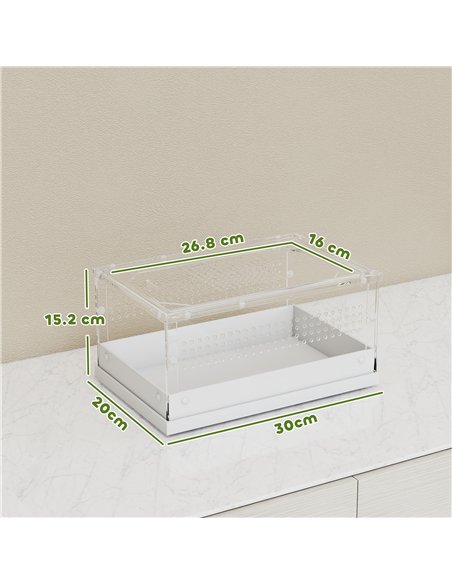 PawHut Acrylic Reptile Terrarium with Top Sliding Door, Vents,  for Snake, Frog, Spider, Gecko, Tarantula, 30 x 20 x 15 cm - pic 176579 | FastDaddyshop