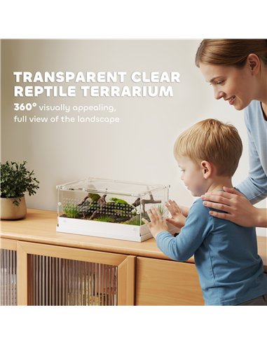 PawHut Acrylic Reptile Terrarium with Top Sliding Door, Vents,  for Snake, Frog, Spider, Gecko, Tarantula, 30 x 20 x 15 cm