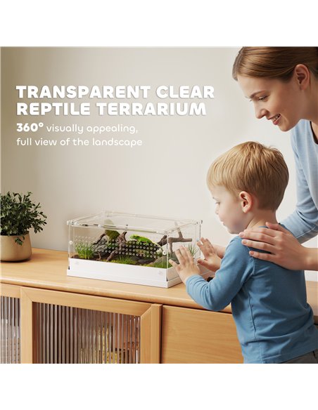 PawHut Acrylic Reptile Terrarium with Top Sliding Door, Vents,  for Snake, Frog, Spider, Gecko, Tarantula, 30 x 20 x 15 cm - pic 176581 | FastDaddyshop