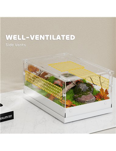 PawHut Acrylic Reptile Terrarium with Top Sliding Door, Vents,  for Snake, Frog, Spider, Gecko, Tarantula, 30 x 20 x 15 cm