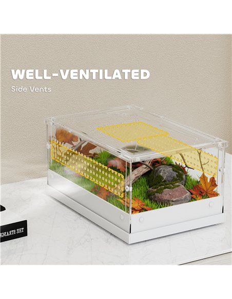 PawHut Acrylic Reptile Terrarium with Top Sliding Door, Vents,  for Snake, Frog, Spider, Gecko, Tarantula, 30 x 20 x 15 cm - pic 176583 | FastDaddyshop