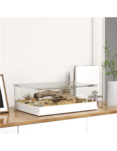 PawHut Acrylic Reptile Terrarium with Top Sliding Door, Vents,  for Snake, Frog, Spider, Gecko, Tarantula, 40 x 30 x 15 cm - pic 176587 | FastDaddyshop