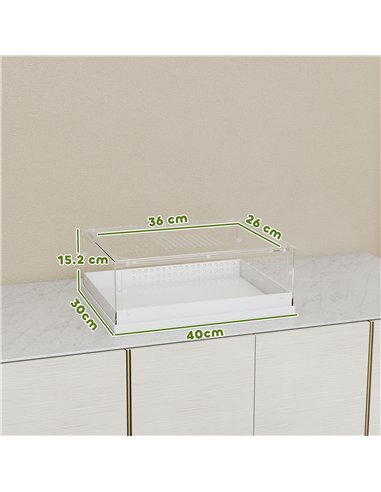 PawHut Acrylic Reptile Terrarium with Top Sliding Door, Vents,  for Snake, Frog, Spider, Gecko, Tarantula, 40 x 30 x 15 cm