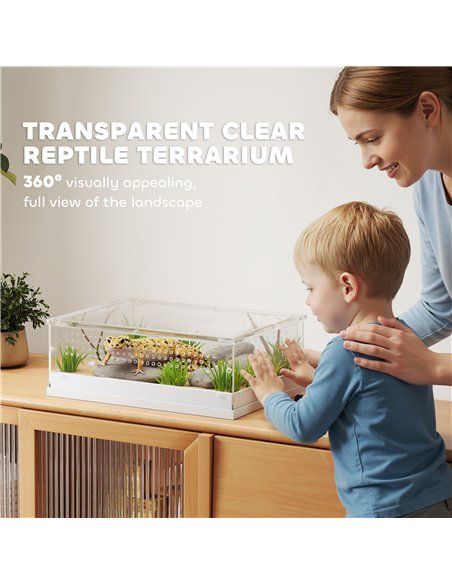 PawHut Acrylic Reptile Terrarium with Top Sliding Door, Vents,  for Snake, Frog, Spider, Gecko, Tarantula, 40 x 30 x 15 cm - pic 176590 | FastDaddyshop