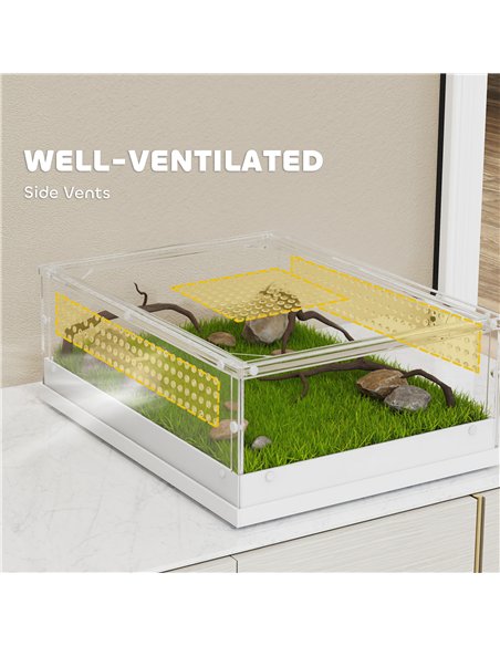 PawHut Acrylic Reptile Terrarium with Top Sliding Door, Vents,  for Snake, Frog, Spider, Gecko, Tarantula, 40 x 30 x 15 cm - pic 176592 | FastDaddyshop