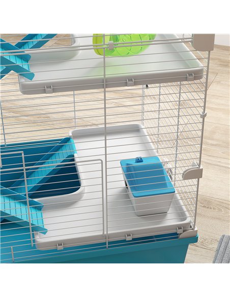 PawHut 6 Tier Hamster Cage, Small Animal Cage with Tubes, Exercise Wheel, Ramps, Hut, Food Dish, Water Bottle, Light Blue - pic 176603 | FastDaddyshop