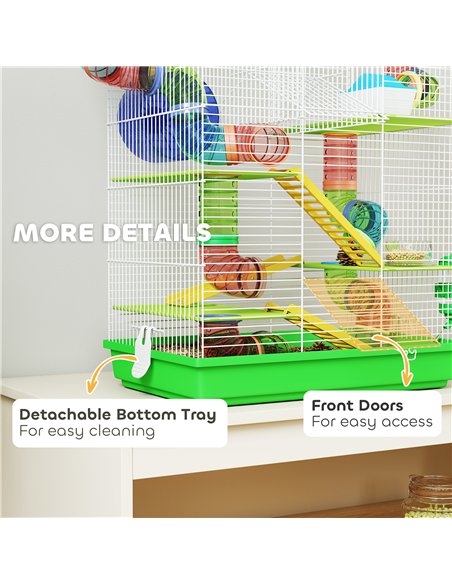 PawHut 5 Tier Hamster Cage Carrier Habitat with Exercise Wheels Tunnel Tube Water Bottle Dishes House Ladder for Dwarf Mice, Gre - pic 176618 | FastDaddyshop