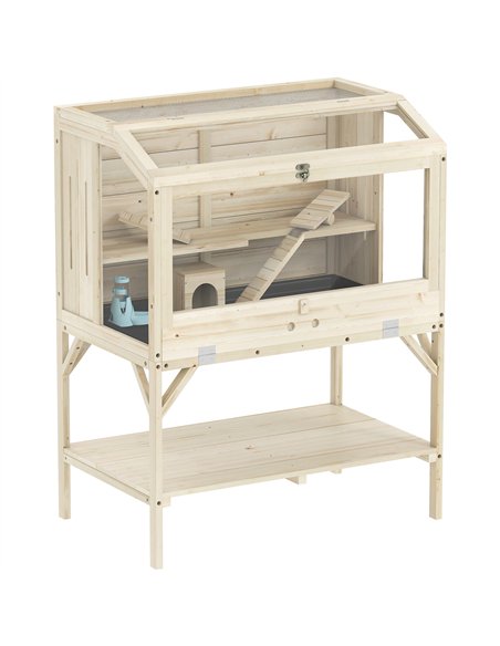 PawHut 2 Tier Wooden Hamster Cage with Shelf and Openable Top - pic 176640 | FastDaddyshop
