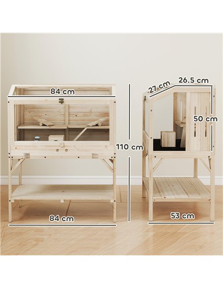 PawHut 2 Tier Wooden Hamster Cage with Shelf and Openable Top - pic 176642 | FastDaddyshop