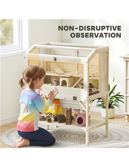 PawHut 2 Tier Wooden Hamster Cage with Shelf and Openable Top - pic 176645 | FastDaddyshop