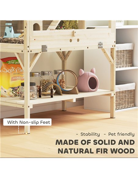 PawHut 2 Tier Wooden Hamster Cage with Shelf and Openable Top - pic 176646 | FastDaddyshop