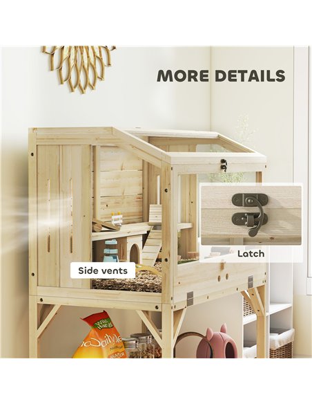 PawHut 2 Tier Wooden Hamster Cage with Shelf and Openable Top - pic 176647 | FastDaddyshop
