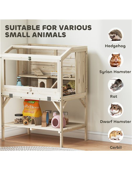 PawHut 2 Tier Wooden Hamster Cage with Shelf and Openable Top - pic 176648 | FastDaddyshop