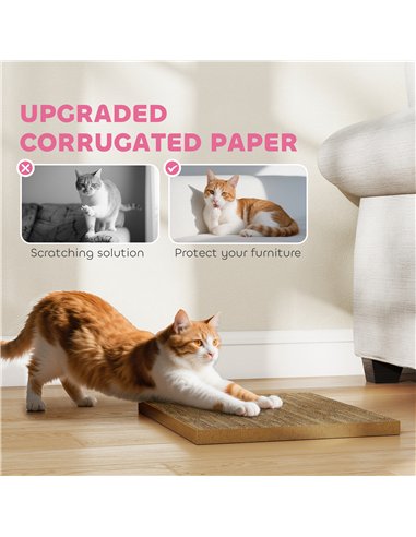 PawHut Cat Scratching Board, 2-in-1 Cardboard Cat House and Hideaway for Indoor Cats, Pink