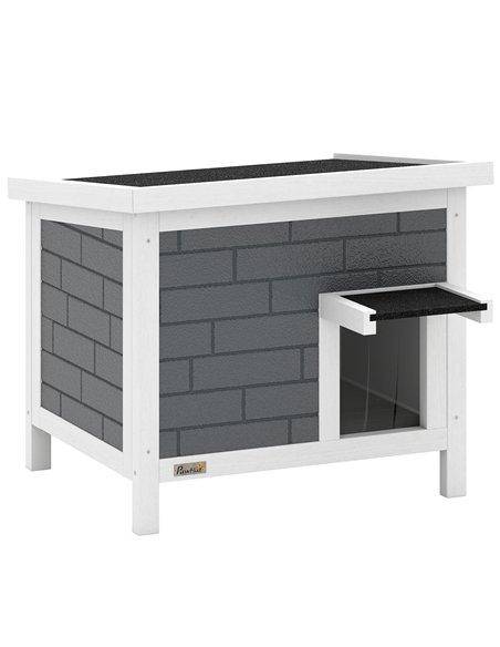 PawHut Outdoor Cat House Insulated with Openable Roof, Weatherproof Feral Cat Shelter for Rabbits, Cats, Grey - pic 176676 | FastDaddyshop
