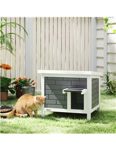 PawHut Outdoor Cat House Insulated with Openable Roof, Weatherproof Feral Cat Shelter for Rabbits, Cats, Grey 2
