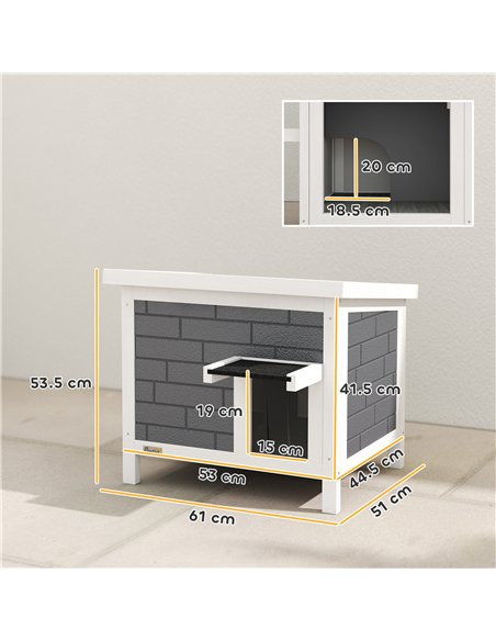 PawHut Outdoor Cat House Insulated with Openable Roof, Weatherproof Feral Cat Shelter for Rabbits, Cats, Grey - pic 176678 | FastDaddyshop