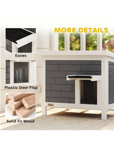 PawHut Outdoor Cat House Insulated with Openable Roof, Weatherproof Feral Cat Shelter for Rabbits, Cats, Grey