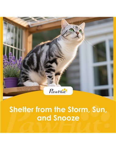 PawHut Outdoor Cat House Insulated with Openable Roof, Weatherproof Feral Cat Shelter for Rabbits, Cats, Grey