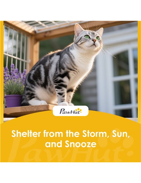 PawHut Outdoor Cat House Insulated with Openable Roof, Weatherproof Feral Cat Shelter for Rabbits, Cats, Grey - pic 176684 | FastDaddyshop