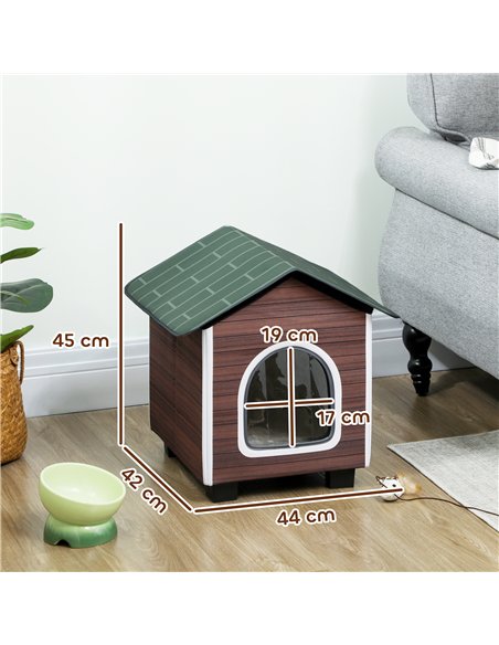 PawHut Insulated Outdoor Cat House, Water-Resistant Feral Cat Shelter with Elevated Base and Cushion, Red-brown - pic 176696 | FastDaddyshop