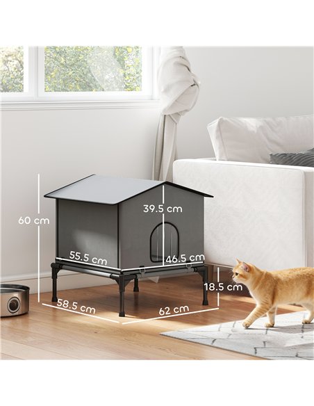 PawHut Outdoor Cat House, Waterproof Insulated Cat Kennel with Elevated Base, Foldable Feral Kitty Shelter for Kittens, Grey - pic 176723 | FastDaddyshop