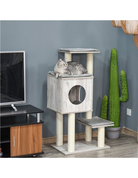 PawHut Cat Tree for Indoor Large Cats 113cm Kitten Tower Condo Jute Scratching Post Kitten Play House Activity Center Furniture - pic 176731 | FastDaddyshop