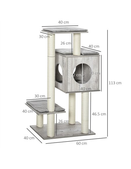 PawHut Cat Tree for Indoor Large Cats 113cm Kitten Tower Condo Jute Scratching Post Kitten Play House Activity Center Furniture - pic 176732 | FastDaddyshop