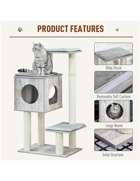 PawHut Cat Tree for Indoor Large Cats 113cm Kitten Tower Condo Jute Scratching Post Kitten Play House Activity Center Furniture - pic 176733 | FastDaddyshop