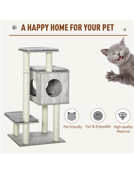 PawHut Cat Tree for Indoor Large Cats 113cm Kitten Tower Condo Jute Scratching Post Kitten Play House Activity Center Furniture - pic 176736 | FastDaddyshop