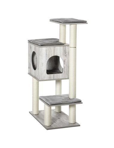 PawHut Cat Tree for Indoor Large Cats 113cm Kitten Tower Condo Jute Scratching Post Kitten Play House Activity Center Furniture
