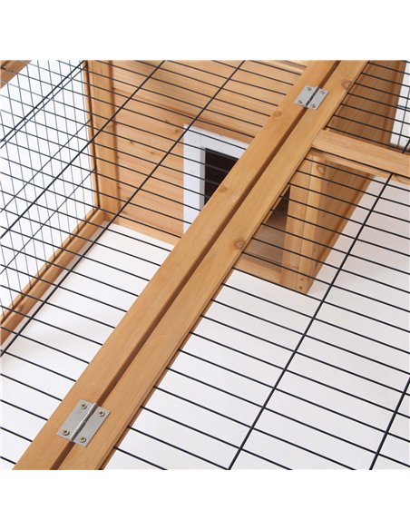 PawHut Rabbit Hutch Outdoor, Guinea Pig House, Bunny Run Cage with Openable Top for 1–2 Rabbits, 123 x 120 x 52cm, Yellow - pic 176746 | FastDaddyshop