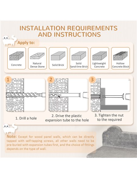 PawHut 4PCs Wall-Mounted Cat Tree, with Steps, Perch, Cat House - Grey - pic 176754 | FastDaddyshop
