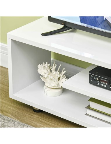 Homcom 1350mm High Gloss TV Stand with Storage Shelf and Drawer, White