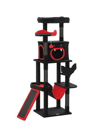 PawHut Gothic Cat Tree, 152 cm Multi-Level Cat Tower for Large Cats with Coffin Bed, Large Condo, for Halloween - pic 176784 | FastDaddyshop