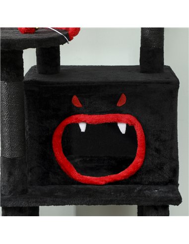 PawHut Gothic Cat Tree, 152 cm Multi-Level Cat Tower for Large Cats with Coffin Bed, Large Condo, for Halloween
