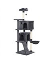 PawHut 160cm Large Cat Tree Tower with Sisal Scratching Posts, Condos, Plush Perches, Hammock, Ladder, Dark Grey