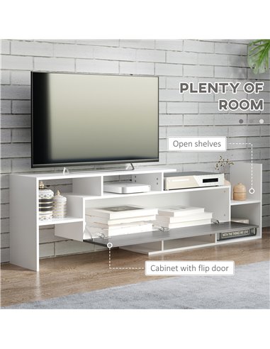 Homcom 1536mm Modern TV Cabinet with Wall Shelf, Storage Shelf, White & Grey