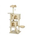 PawHut 140cm Large Cat Tree Tower with Sisal Scratching Posts, Plush Perches, Hammock, Beige