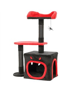 PawHut Cat Tree, Gothic Cat Tower with Scratching Posts, Cute Condo, Coffin Platform, Bed and Spider Toy, Halloween