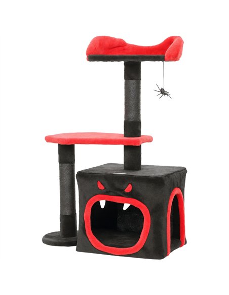 PawHut Cat Tree, Gothic Cat Tower with Scratching Posts, Cute Condo, Coffin Platform, Bed and Spider Toy, Halloween - pic 176829 | FastDaddyshop