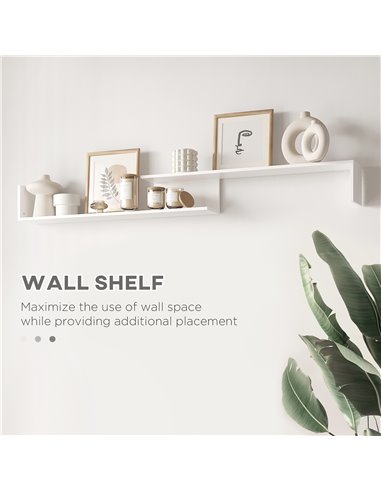 Homcom 1536mm Modern TV Cabinet with Wall Shelf, Storage Shelf, White & Grey