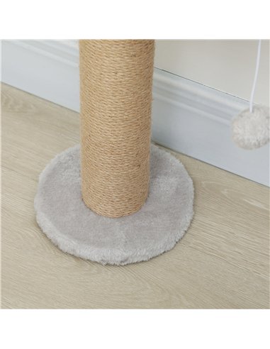 PawHut Wall Mounted Cat Shelves, Cat Climbing Wall with 4 Climbing Platforms, Jute Scratching Post and Toy Ball,180cm Tall, Ligh
