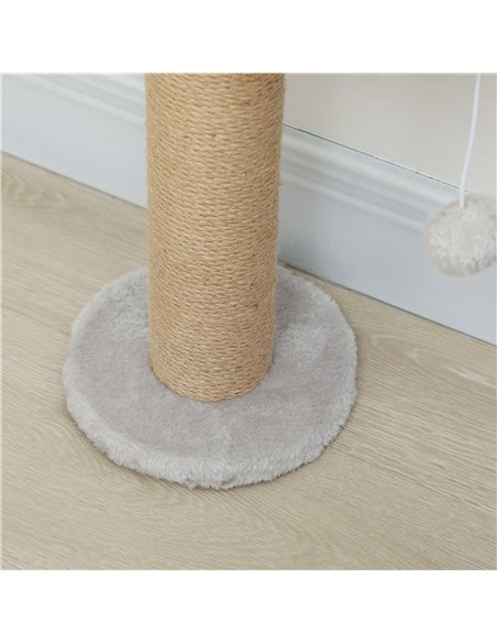 PawHut Wall Mounted Cat Shelves, Cat Climbing Wall with 4 Climbing Platforms, Jute Scratching Post and Toy Ball,180cm Tall, Ligh - pic 176855 | FastDaddyshop