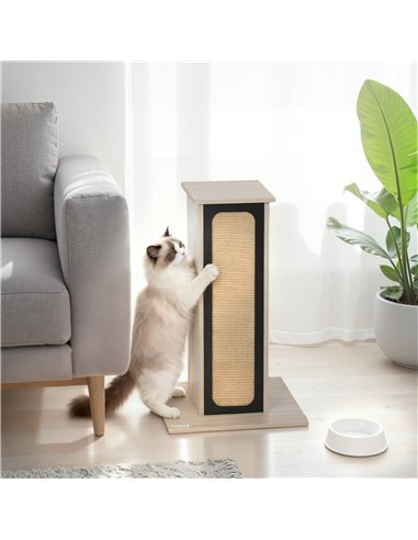 PawHut 63cm Cat Scratching Post, Cat Scratcher with Replaceable Scratching Board, Top Perch, Sisal Scratch Mat, Oak