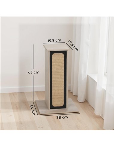 PawHut 63cm Cat Scratching Post, Cat Scratcher with Replaceable Scratching Board, Top Perch, Sisal Scratch Mat, Oak
